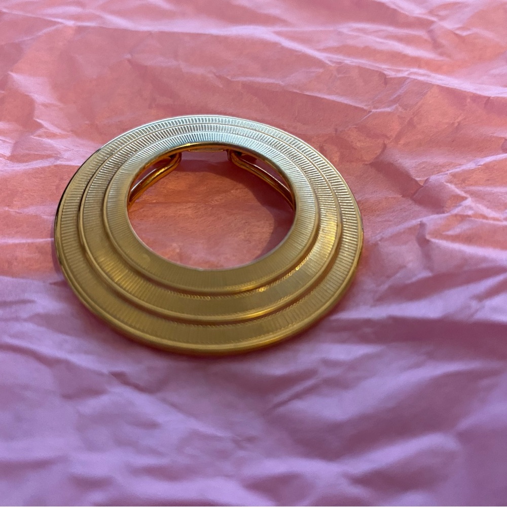 Lot of 3 vintage scarf clips, gold tone, circular jewelry, broche clip - Picture 5 of 7